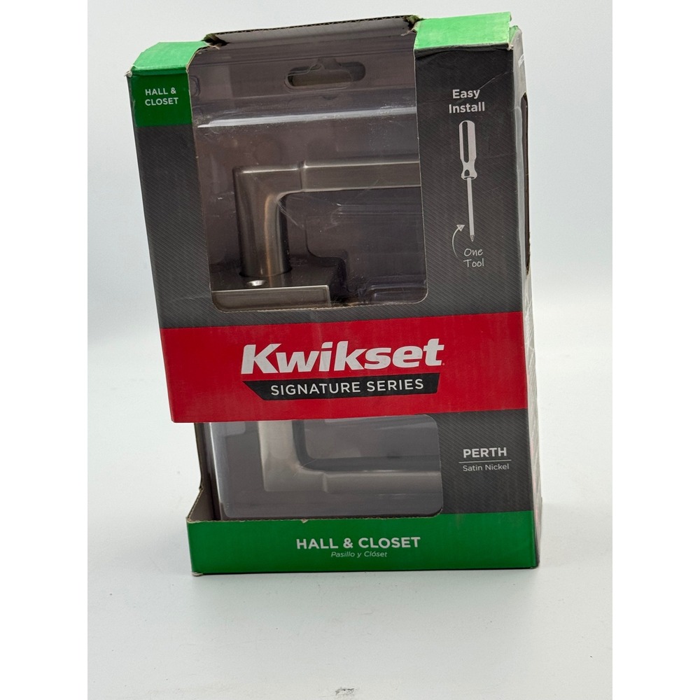 Kwikset Signature Series‎ Perth Hall and Closet Lever Satin Nickel  97201-123
